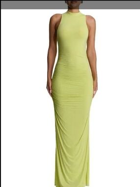 naked wardrobe Lime High-Neck Sleeveless Maxi Dress